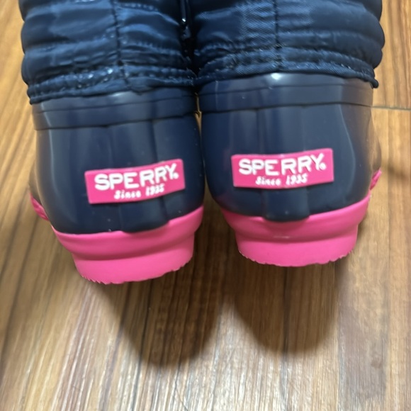 Little Girls Blue and Pink Sperry Boots Size 7 - Picture 4 of 5